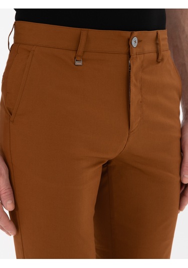 Cacharel Açık Kahverengi Slim Fit Pamuk Karışımlı Kanvas Pantolon