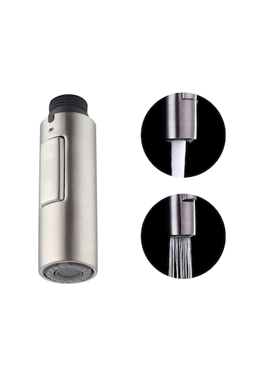 Kosona Sus304 Çelik Fıskiyeli Musluk, Tuş İle Değiştirilebilir Sprey Akış Modu, Çayır Mutfak Uyumlu, Yüksek Isı Ve Basınç Dayanıklı, Kolay Kurulum GÜMÜŞ