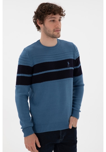 U.S. Polo Assn. Erkek Slim Fit Bisiklet Yaka Saks Kazak 50293041-VR032