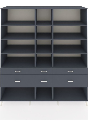 Kronos Dolap 12 Raflı 6 Çekmeceli 220x59x243 Antrasit-antrasit/antrasit Antrasıt/antrasıt