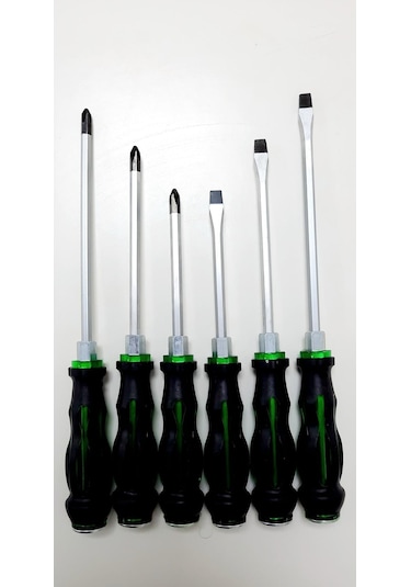 Zain 6'lı Tornavida Seti Manyetik Darbeli Profesyonel 6Set Yeşil