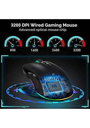 Usb-c Mouse Type C Ergonomik Kablolu Mouse Rgb Oyun Mouse Optik Mouse - Yuhao