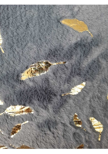 Yaprak Antrasit Tavşan 2li Altın Varaklı Kumaş Soft Gold Peluş Ba Antrasit
