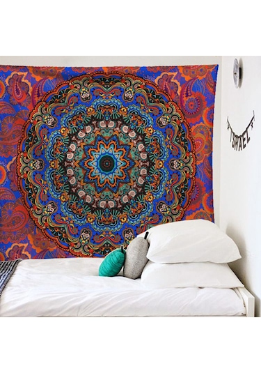 Yaozixa Mandala Desenli Ev Dekoratif Duvar Kilimi - Plaj Minderi Ve Oturma Kilimi 200x150 Cm Tüylü Tipi Gt-000561