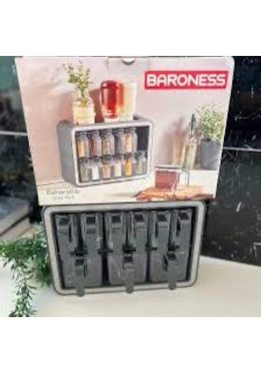 Barones Baharatlık 9 Parça Gri - Beyaz