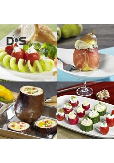 Novahub Takım Sebze Meyve Oyma Kesici, 304 Paslanmaz Çelik, Gümüş Sap, Kabak Patates Armut Kesme Aracı, Mutfak Aksesuarı Gümüş