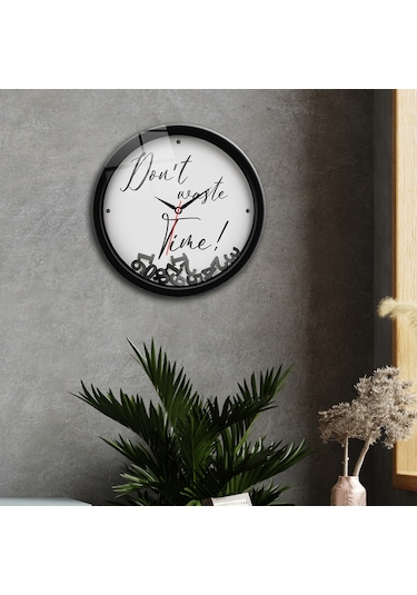 Decorita Cam Saat | Don't Waste Time White | Çap40cm Çok Renkli