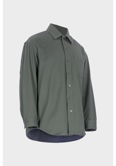 Gri Regular Fit Patı Düğmeli Jean Gömlek C 4553-106 Gri