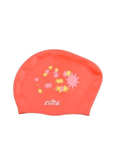 Dm Uzun Saçlar İçin Baskılı Silikon Yüzme Bone, Suya Dayanıklı - Tek Kırmızı Kırmızı