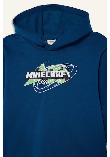 Defacto Erkek Çocuk Minecraft Kapüşonlu Sweatshirt G6915a825cwın101 İndigo-ın101 Defacto Erkek Çocuk Minecraft Kapüşonlu Sweatshirt G6915a825cwın101 İndigo-ın101
