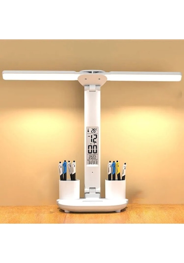 Techtic 5in1 Çok Fonksiyonlu Şarjlı Masa Lambası+saat+termometre