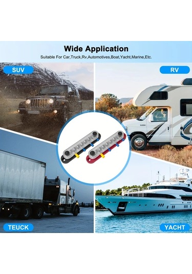 Motion003 12m4 Terminal Güç Dağıtma Bloğu Siyah Kırmızı 30 Mavi Bağlayıcı Kapak Vida