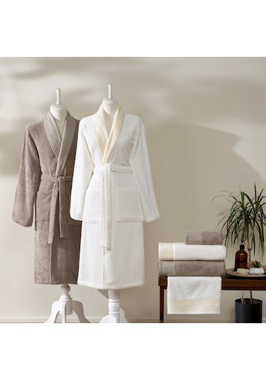 Taç Zen Pure Cotton Pamuk Aile Seti Ekru Bej Ekru