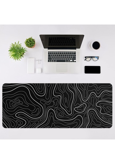 Oyun Mouse Pad'i Büyük Klavye Matı 30 60cm Arazi Mouse Pad'i Kaymaz Kauçuk Tabanlı, Genişletilmiş Masa Üstü Siyah Beyaz Klavye Mouse Pad'i