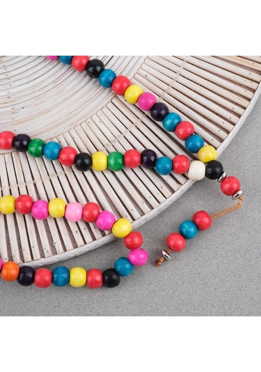 Bonibon 99luk Renklli Boyalı Ahşap Küre Kesim 10mm Namaz Tesbihi Çok Renkli