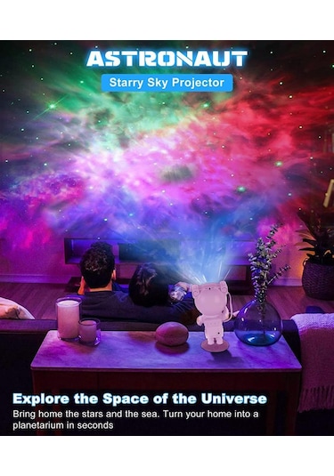 Noas LW-6 Galaxy Astronot Uzaktan Kumandalı ve Zamanlayıcılı Led Projektör Masa Lambası