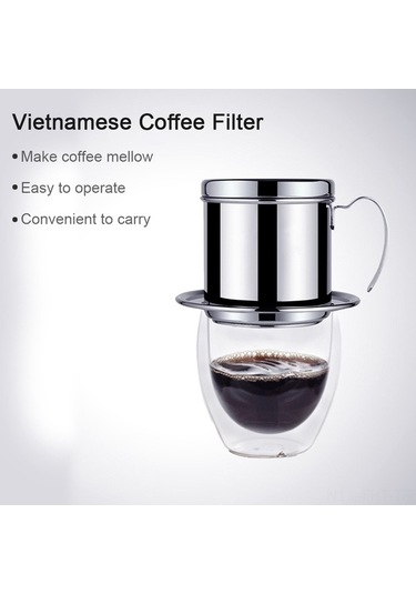 Fastbuy Siyah Paslanmaz Çelik Vietnam Damlatmalı Kahve Filtresi - 304 Kalite Kupa Diğer