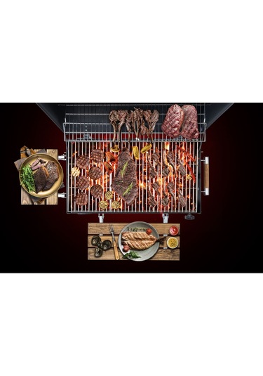 Grillia Grillord 75 Kömürlü Barbekü 2 Adet Döküm Izgaralı + Hediye Seti Önlük + Kılıf Siyah