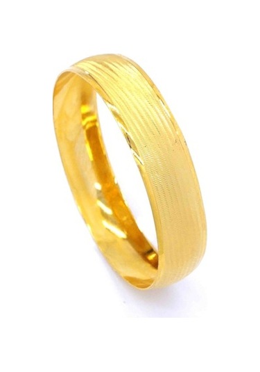 Ferizz Altın Kaplama Dikey Çizgili Bilezik 15Mm Kalınlık Blz-1151 Altın