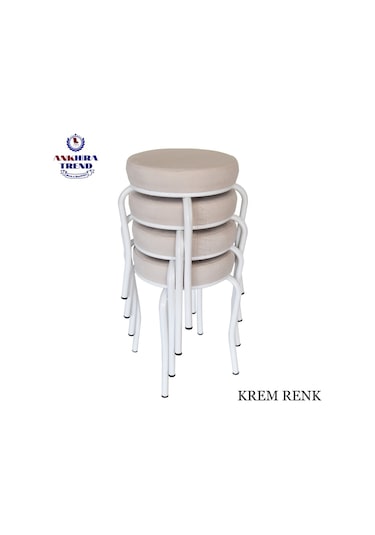 Tabure (Beyaz Ayaklı) (4 Adet) - Mutfak Balkon Taburesi