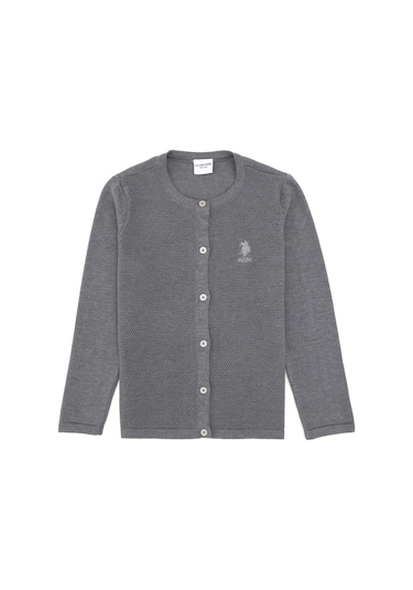 U.s. Polo Assn. Kız Çocuk Gri Melanj Hırka Triko 50294745-vr086 Gri Melanj