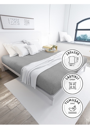 Favora Battal Boy Lastikli Penye Çarşaf - Gri