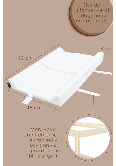 Mordesign Bebek Alt Açma Minderi, Alt Değiştirme Pedi, Ek Konturlu, Ayarlanabilir Kemer, Aşkabat Serisi, Zg965