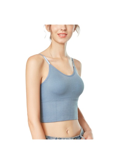 Ece's Design İnce Askılı Crop Atlet Soft Dokulu Rahat Bralet Üst W1011 Mavi