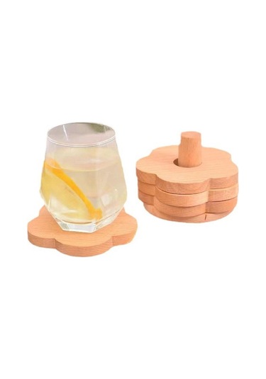 Homyl Çiçek Şekli Ahşap Bardak Altlıkları Çay Barı Için Kayın Diğer