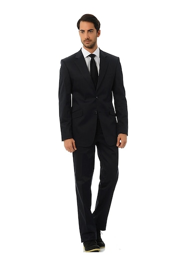 SPOSO 692 İki Düğme Tek Yırtmaç Dar Kalıp K.Lacivert Takım Elbise Koyu Lacivert