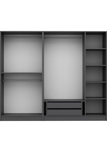 Minar Kale 5 Bölmeli 2 Çekmeceli Giyinme Dolabı Antrasit 210cm
