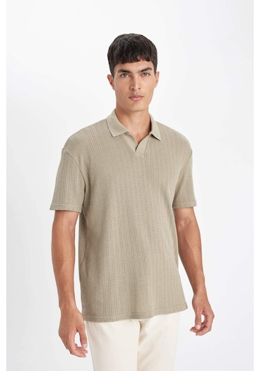 DeFacto Regular Fit Kısa Kollu Dokulu Triko Polo Tişört D4810AX24SMKH96