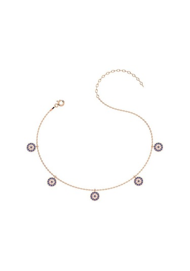 İndigo Takı Nazar Boncuğu Rose Gümüş Halhal Çok Renkli