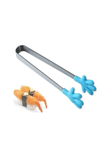 Sones Silikon Paslanmaz Çelik Pişirme Mutfak Buz Maşası Gıda Barbekü Salata El Klipsi Mavi