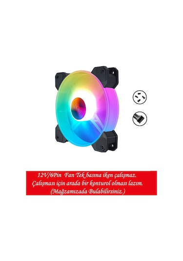 Coolmoon 12Cm 6 Pin Rgb Kasa Fanı Işıklı Renkli Rainbow Fan