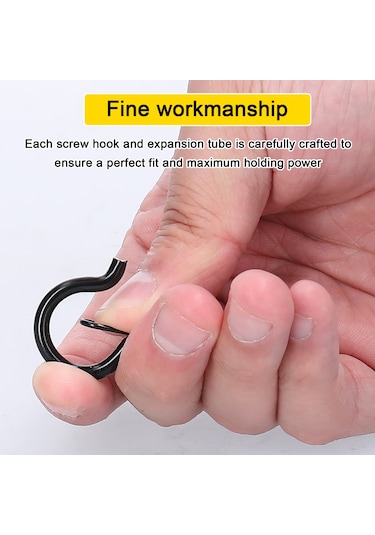 Siyah Metal Vida Kancaları Seti Dış Mekan Işıklar İçin Q-asma Vida Kancası Ve Genişletme Tüpü Kiti