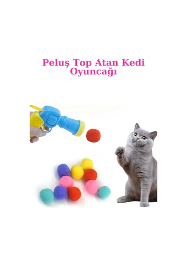 Wintoup Özel Üretim Peluş Top Fırlatan Kedi Oyun Tabancası Seti