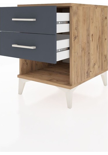 Kronos Komodin 2 Çekmeceli 44x59x64 Çam-antrasit Atlas Çam