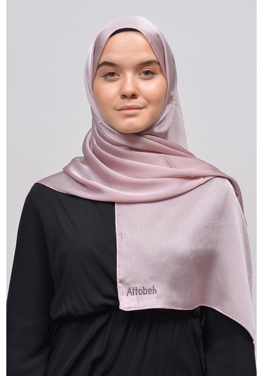 Altobeh Janjan Şık Parlak Saten Dokulu Kadın Tesettür Abiye Şifon Şal - Açık Pudra