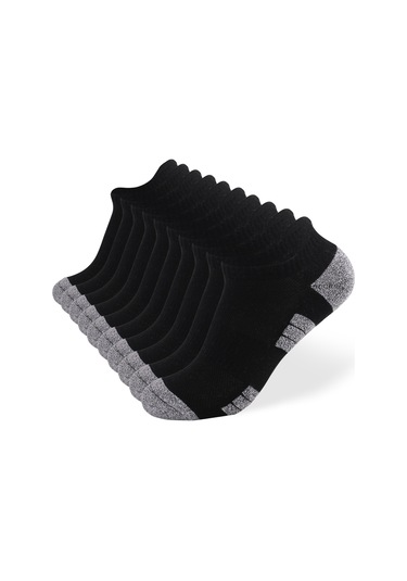 Geeksen Siyah Spor Pırlanta Çorapları L 43-46 Numara 10 Çift Paket - Pamuklu, Elastik, Yumuşak Siyah