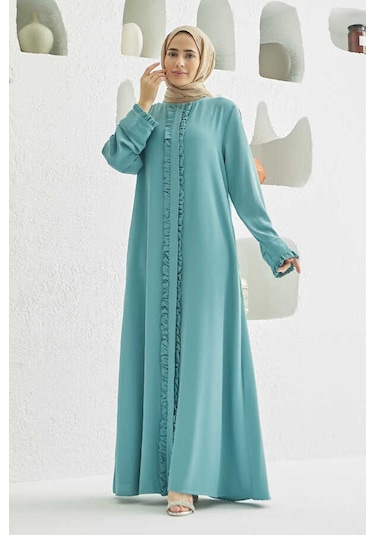 Neways 6607-fırfırlı Krep Ferace Mint Yeşili Mint Yeşili