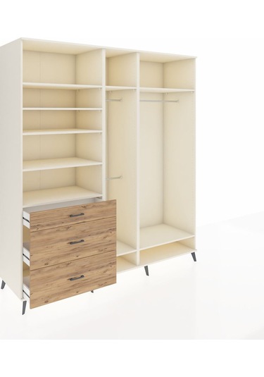 Kronos Dolap 9 Raflı 3 Çekmeceli 3 Askılı 220x59x243 Aytaşı-aytaşı/çam Aytası/atlas Çam