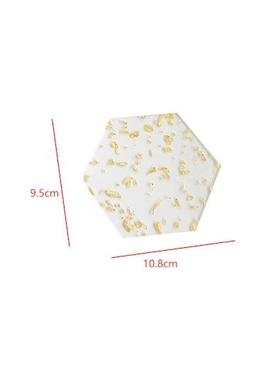 Altın Varak Akrilik Bardak Altlıkları 6 Adet İçecekler İçin İskandinav Tarzı, 9.5x10.8cm Şeffaf