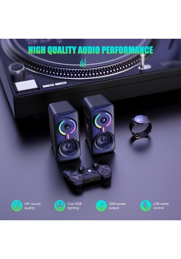 Onikuma L6 3D Ses Efektli RGB Işıklı USB Kablolu Hoparlör