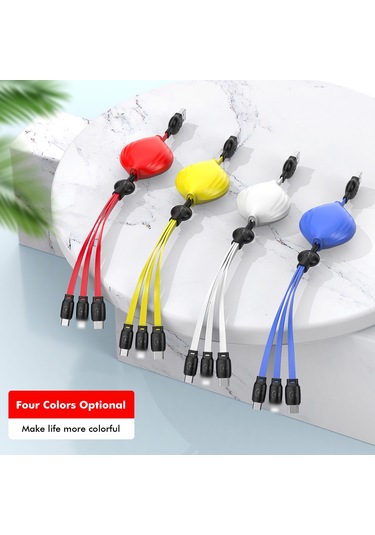 Suofeng Kırmızı 3'lü Şarj Kablosu, 5 Seviye Uzunluk Ayarlı, Hızlı Şarj+akıllı Koruma, İos/android/type-c Uyumlu Sadece Şarj