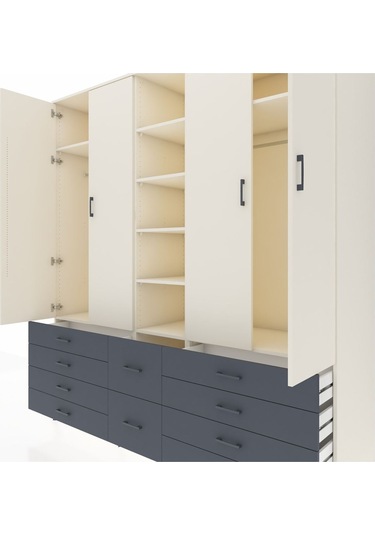 Kronos Dolap 9 Raflı 10 Çekmeceli 2 Askılı 220x59x243 Aytaşı-aytaşı/antrasit Aytası/antrasıt