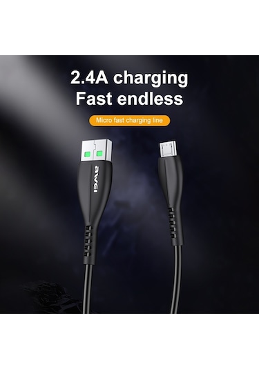 Awei Cl-115m 1m 2.4a Usb İle Mikro Usb Şarj Kablosu