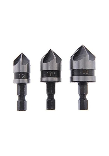 Sointeresting 3 Parça 1/4 İnç Altıgen 12/16/19mm Havşa Delme Seti Ahşap Metal Hızlı Değiştirme Ucu