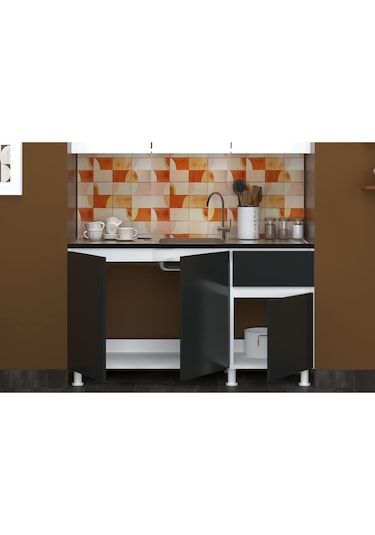 150 Cm Poyraz Mutfak Alt Modül Antrasit Evyeli Antrasit