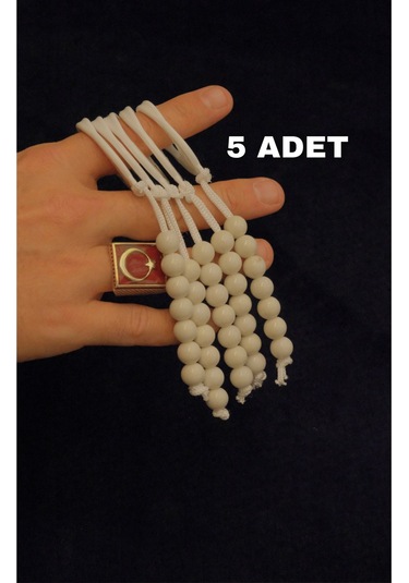 5 Adet Beyaz Renkli Tavaf Tesbihi Krem